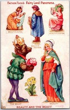 RARE Father Tuck's Fairy Land Panorama Antique Postcard ~ Beauty and The Beast picture