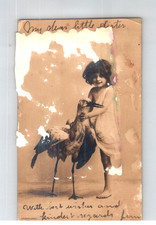 Rppc of Little girl & Blue Heron Postcard One of a Kind Rare z-7 picture