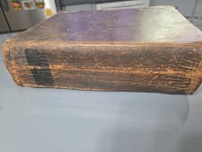 Antique Leather Holy Bible KJV Genesis First Page Worn Distress Title Page... picture