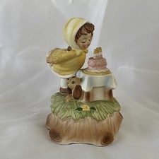 Vintage Lefton Little Girl Blowing Out Candles Music Box (not working) picture