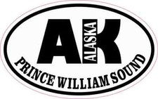 4in x 2.5in Oval AK Prince William Sound Sticker Car Truck Vehicle Bumper Decal picture