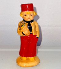 Vintage Chalkware Dutch Boy Figurine Hand Painted Red Folk Art Statue - tulips picture