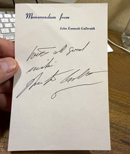 John Kenneth Galbraith Signed Original Memorandum Page and envelope picture