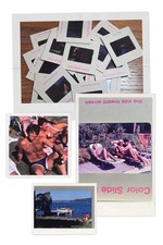 Vtg 1976 35mm Film Slide Lot (19) Volleyball Bikinis Sun Bathers Party Boat Lake picture