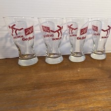 Schlitz Go for it Bowling Beer Glasses Set of 4 Red Graphics Breweriana picture