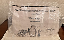 Disney Winnie the Pooh & Piglet Beige, Lined Zippered Pouch 10” X 7” NEW/Sealed picture