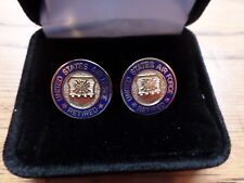 U.S MILITARY AIR FORCE RETIRED CUFFLINKS WITH JEWELRY BOX 1 SET CUFF LINKS BOXED picture