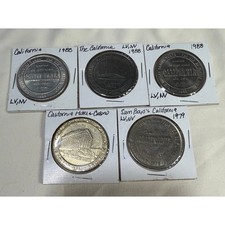 Lot of 5 Vintage California Hotel Casino Las Vegas $1 Gaming Tokens 1979 1988 picture