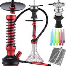 Minkah Red Hookah Set Complete Accessories Silicone Hose Bowl Tongs Diffuser picture