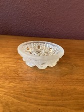Vintage Art Deco Frosted Pressed Glass Footed Bowl/Trinket Dish picture