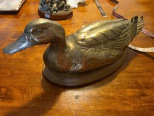 Vintage Life Size Hollow Metal / Bronze Duck Figurine Statue picture