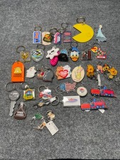 Vintage Novelty Character Keychain Lot Disney Garfield Pooh Hershey Pac Man Cart picture