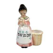 Vintage Ceramic Praying Lady Toothpick Holder REPAIRED 