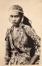 Philippines Mindanao Tribal Warrior Portrait Bolo Knife RPPC Postcard COPY picture