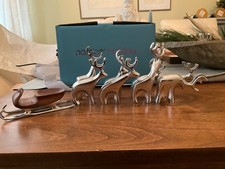 Nambe Holiday  Collection 9-piece mini Reindeer Figurine Set-NIB picture