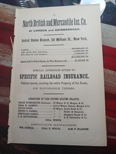 1872 Print Ad NORTH BRITISH & MERCANTILE INSURANCE CO. William St NYC Railroad  picture
