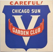 1943 CHICAGO SUN VICTORY GARDEN CLUB WWII HOME FRONT NEWSPAPER ORIGINAL PLACARD picture