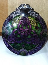 Traditional Round Celtic Knot Ornament Round Purple and Green picture