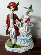 VINTAGE EUROPEAN Courting Couple Louis XV Style FIGURINE Large 12