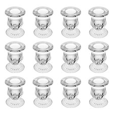 Glass Taper Candle Holder Set of 12 - Clear Crystal Candlestick Holders for T... picture