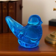 Blue Bird of Happiness Ron Ray Signed Glass Figurine Hand Blown 2.5