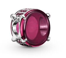 New Pandora Fuchsia Rose Oval Cabochon Charm Bead w/pouch picture
