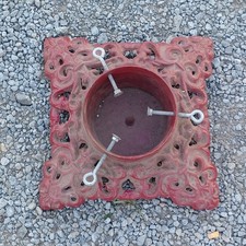 Vtg red cast iron ornate Real Tree Christmas tree stand picture