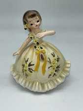 Vintage Lefton Marika’s Original 4770 Figurine Yellow Dress Braided Hair 5B picture