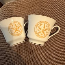 Vintage San Antonio College Coffee Cups Pair Gold Trim Texas SAC Souvenir picture