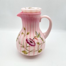 Fenton Striped Rosalene Rib Optic Hummingbird Tumble Up Pitcher, 7 1/2” tall picture