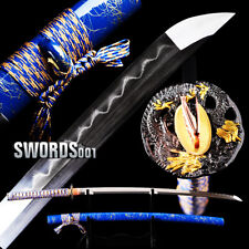 Elegant Blue Sharp Japanese samurai sword katana Folded steel clay tempered  picture