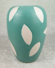 Scheurich Pottery Vase Teal Turquoise White Leaves 509-28 West Germany 11 inch picture
