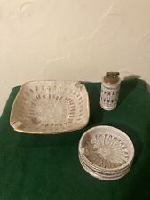 Vintage Rome Italy Table Lighter & 2 Ashtrays Tobacco Art Deco picture