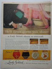 Lady Schick Electric Razor Shaving Legs Vanity Boudoir Vintage 1958 10x13 Ad picture