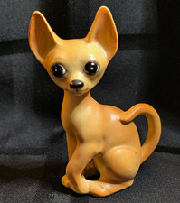 Vintage 1950s Porcelain Chihuahua Dog  Figurine Tan Seated  Made In Japan picture