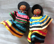 Vintage Seminole FOLKART handcrafted 2 dolls intricate costumes w/ bead strands picture