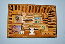 VTG Zakopane Diorama Wood Cabin Kitchen Shadow Box Lodge  10 X 8” Polish MCM picture