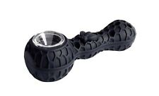Black Unbreakable Silicone Tobacco Smoking Pipe w/ Glass Bowl picture