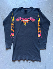 Vintage 80s Harley-Davidson Flame Sleeve Long Sleeve Thermal T Shirt L picture