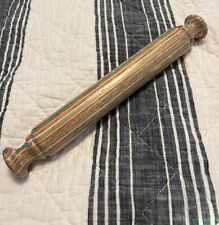 Vintage Carved Wood Colorful Stripes Rolling Pin  picture