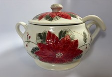 Gibson Designs Poinsettia Happy Holidays Tureen & Lid 7 7/8