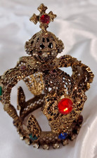 Vintage Infant of Prague Statue Replacement Crown Gold Filigree Jeweled picture