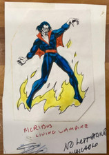RARE 1974 Marvel Comic Book Heroes 1/1 MORIBUS ORIGINAL ARTWORK-Topps Vault COA picture