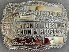 Rare VTG Crumrine El Arturo San Antonio Rodeo Lifetime Member Western Buckle picture