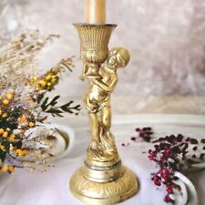 Vintage Brass Cherub Candleholder, Shabby Romantic Victorian Home Decor picture