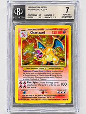 1999 Pokémon Base Set Unlimited Charizard Holo #4/102 BGS 7 picture