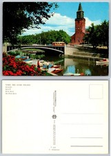 Continental Turku Finland Aura River Bridge Tram Cathedral Postcard PB165-R picture