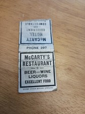 MCCARTY'S RESTAURANT, MCCARTY'S HOTEL, MATCHBOOK COVER picture
