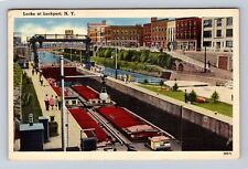 Lockport NY-New York, Locks at Lockport, Antique Vintage c1946 Souvenir Postcard picture