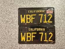1963 Black California License Plates, 1968 Validation Sticker, DMV Clear, VG picture